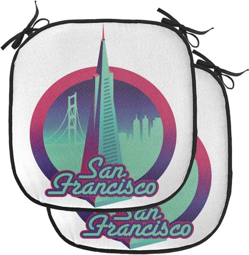 Vista 76 de Lunarable American Chair Cushion Pad, Massachusetts Flagg Holds a Bow and Pointing Downward Arrow, Seat Padding for Kitchen & Patio with Anti-Slip