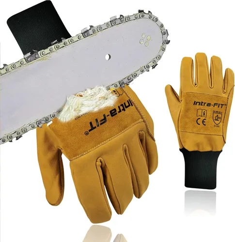 Vista 8 de Chainsaw Gloves Saw Protection on Left Hand Back, EN ISO 11393-4, Cut-resistance Gloves Cow leather Palm