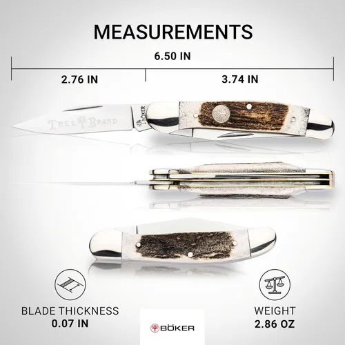 Vista 6 de Boker Copperhead - Cuchillo de bolsillo de 3.75 pulgadas, ciervo auténtico, serie tradicional 2.0, fabricado en Alemania
