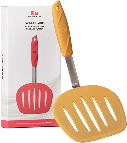 Vista 10 de Kitchen Mama WaltzGrip - Espátula de silicona platino para panqueques: resistente al calor, flexible, núcleo de acero inoxidable, antiadherente, Rojo