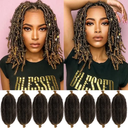 Vista 50 de 8 paquetes de cabello rizado estilo afro elástico Marley Twist, cabello trenzado previamente separado para rastas sintéticas de ganchillo para 1B