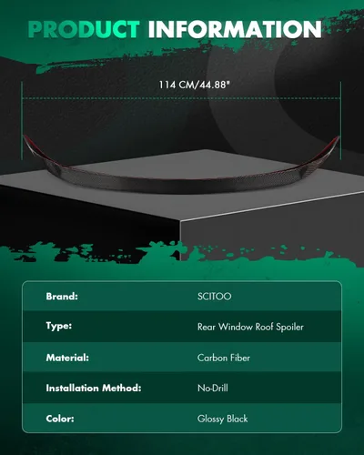 Vista 3 de SCITOO Alerón de techo de ventana trasera de fibra de carbono para 2010-2013 para Volkswagen Golf 6 GTI Alerón de techo de ventana trasera negro