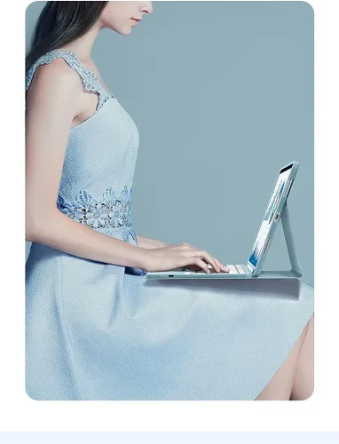 Vista 4 de Funda de teclado para Galaxy Tab S6 Lite de 10.4 pulgadas modelo 2022 (SM-P610/P615), funda delgada de cuero tipo folio, teclado inalámbrico