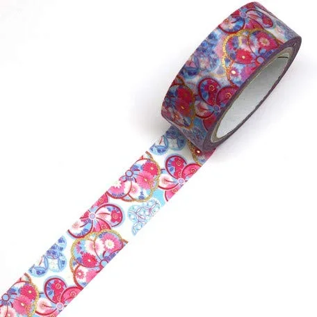 Vista 3 de Kamiiso - Cinta adhesiva de kimono - Cinta washi (0.591 in) estampado de láminas - Patrón de flores Ume japonés