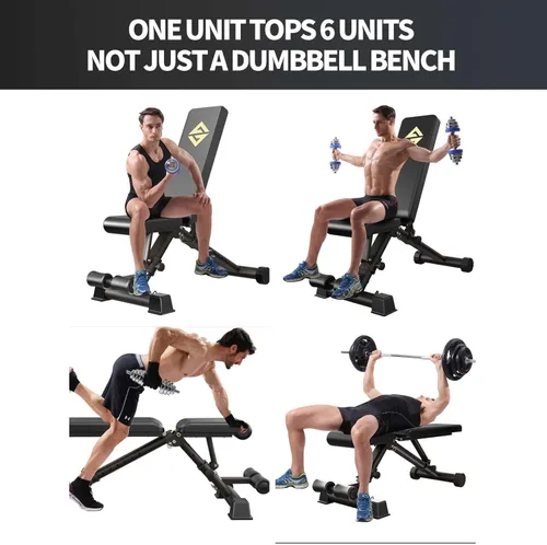Vista 8 de Banco de pesas ajustable, banco de mancuernas de ejercicio para entrenamiento de cuerpo completo, banco de entrenamiento plegable para gimnasio