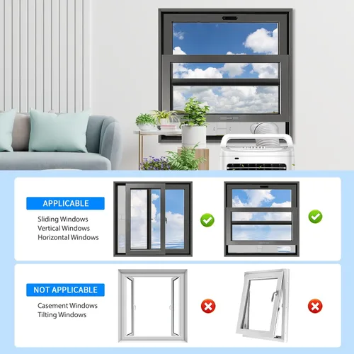Vista 5 de Kit de ventilación de aire acondicionado portátil con manguera de 59 pulgadas de longitud, kit de ventana de CA portátil ajustable para ventana