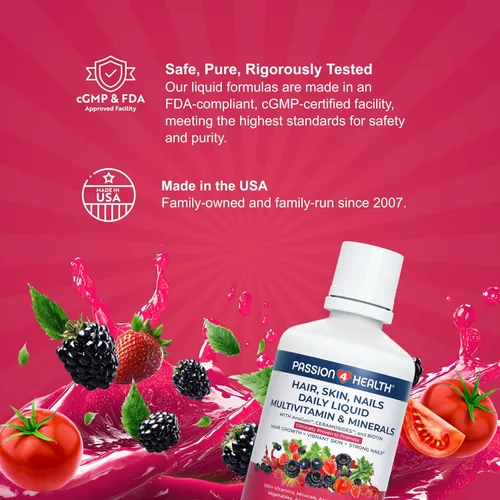 Vista 5 de Daily Liquid Multivitamin + Minerals (Radiant Berry Delight, Hair Skin Nails Liquid Multivitamin)