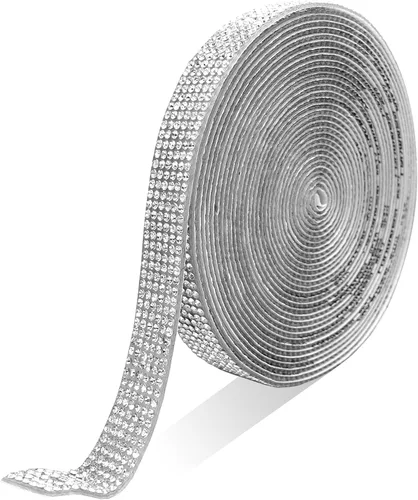 Vista 18 de Tiras autoadhesivas de diamantes de imitación de cristal verde, 6 filas de 6 yardas con diamantes de imitación de 0.079 pulgadas para manualidades