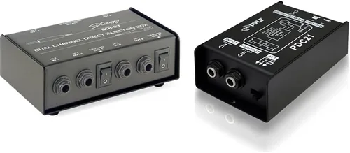 Stagg SDI-ST - Caja DI pasiva de 2 canales con interruptor mono/estéreo y pila Pyle-Pro, color negro (PDC21)