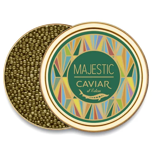 Vista 5 de Caviar d'Eden - Colección TRADITION Caviar Premium de esturión de Osetra Black Caviar – 3.5 oz / 100 g en tarro de metal – Sabor clásico Malossol