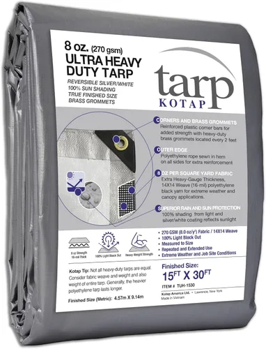 Vista 57 de Kotap TGS-0608 - Lona de polietileno reversible de 8 mil con protección UV, 6 pies X 8 pies, verde-plata