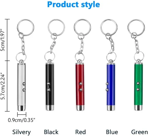 Vista 3 de 2 en 1 gato mascota juguete rojo LED puntero pluma linterna blanca linterna interactiva pluma de entrenamiento para perros gatos