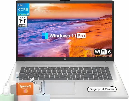 HP Computadora portátil 17, pantalla HD+ de 17.3", Intel Core i5-1334U, 32 GB de RAM, SSD de 1 TB, huella digital, Windows 11 Pro, plata natural