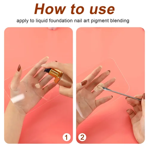 Vista 4 de Paleta cosmética acrílica de 2 piezas con 2 herramientas de espátula, paleta de maquillaje, bandeja de mezcla para base, sombra de ojos