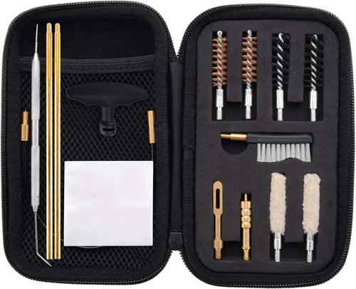 Raiseek Kit de limpieza de pistola de calibre .357 Kit de limpieza de pistola de 0.354 in Kit de limpieza de pistola, cepillo y mordaza