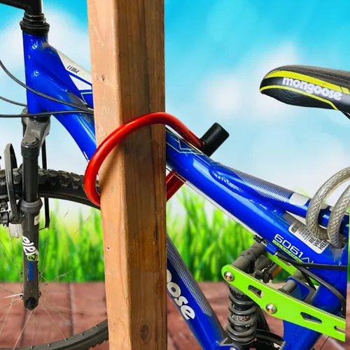 Vista 5 de SCURRY Bloqueo de grillete de bicicleta en forma de U Asegura tu viaje - bicicletas de carretera, bicicletas de montaña 2 llaves