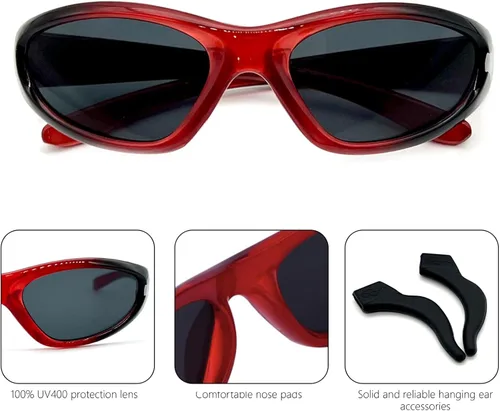 Vista 4 de 3 pares de lentes de sol con textura de llama de moda, para niños de 3 a 10 años, lentes de sol para niños con protección UV