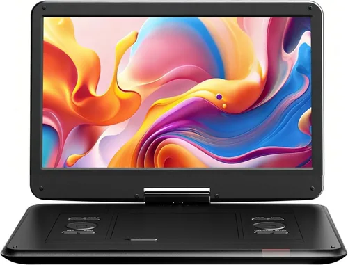 YOTON Reproductor de DVD portátil de 17.5 pulgadas con pantalla giratoria HD de 15.6 pulgadas para automóvil y niños, 4-6 horas de tiempo de trabajo