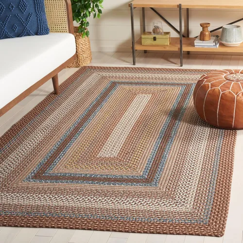 Vista 3 de Safavieh Braided Collection BRD313A tapete de lana hecho a mano color café, Algodón Marrón (Brown/Multi)