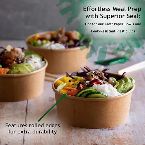 Vista 6 de Galashield Tazones desechables con tapa, cuencos de papel para preparación de comidas, recipientes de comida para ramen con tapas para ensalada