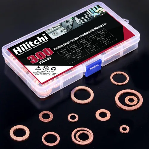 Vista 5 de Hilitchi - Arandela de cobre, kit surtido de 300 arandelas de cobre de anillo plano, 12 tamaños