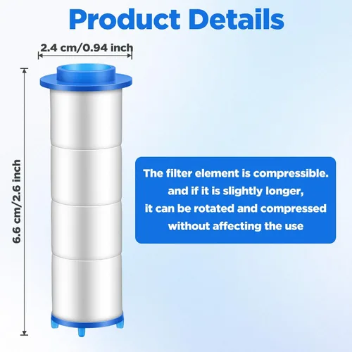 Vista 2 de 10 piezas de repuesto de filtro de cabezal de ducha, filtro de cabezal de ducha de 2.4 pulgadas, cartucho de repuesto de algodón PP, adecuado