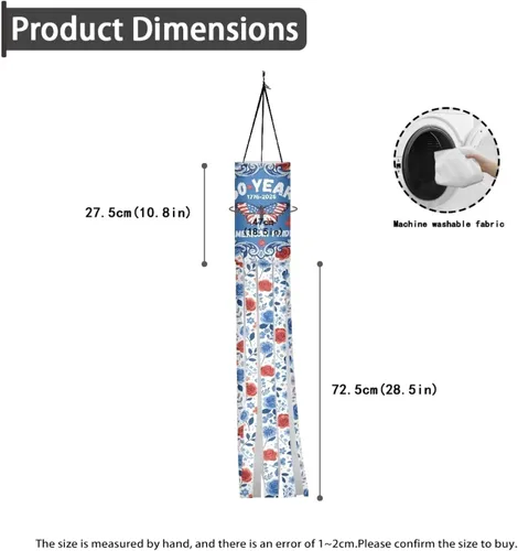 Vista 6 de Jeiento 250 Years of American Pride Windsock Flag 2 Pack,40Inch Independence Day Windsock Flag Holiday Party Decoration Hanging Wind Socks for