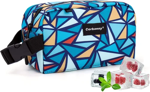 Vista 7 de Bolsa de almuerzo mini enfriadora Cerbonny, bolsa de almuerzo congelable y bolsa de snacks, bolsa aislada para viaje/trabajo/escuela, lonchera mini