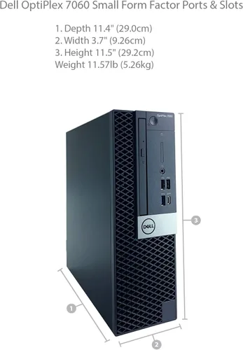 Vista 7 de Dell Optiplex 7060 SFF - Procesador Intel Core i7-8700 de 8ª generación de 6 núcleos hasta 4.60 GHz, memoria DDR4 de 16 GB, unidad de estado sólido
