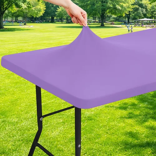 Vista 19 de Moosfor Mantel rectangular de elastano de 4 pies, manteles elásticos ajustables para pícnic, funda elástica y lavable para mesa de patio para Azul