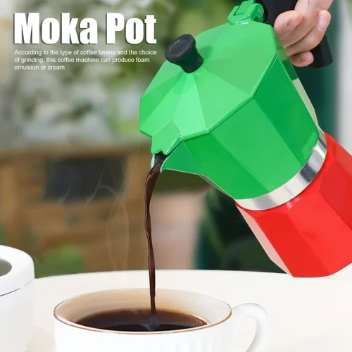 Vista 2 de Pilipane Cafetera de café expreso y cafetera, olla clásica de moka, cafetera de aluminio, cafetera de inducción Moka para capuchino o café con leche