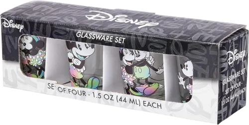 Vista 8 de Silver Buffalo Disney Vintage Mickey y Minnie Rainbow Sheen Outfits Paquete de 4 Mini Vasos, 1.5 Onzas