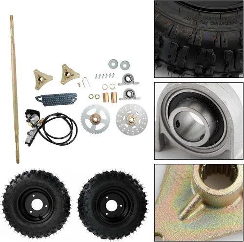 Vista 6 de Bruce & Shark Kit completo de cubo de rueda trasera de 29 pulgadas para Go Kart Quad Trike Drift Bikes Go Kart ruedas go kart kit de eje trasero