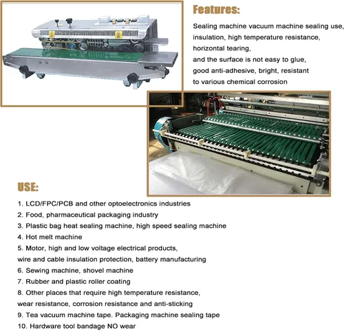 Vista 6 de Cinta de teflón, cinta de PTFE de tela de 1 en 30 pies para máquina selladora de impulso manual o al vacío, cinta adhesiva recubierta de PTFE