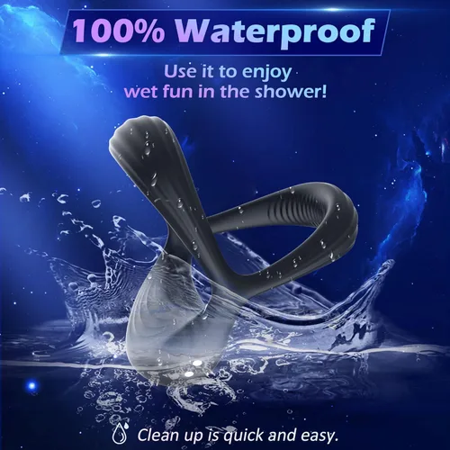 Vista 6 de LUZINE - Anillo vibrador para el pene de silicona recargable con 10 vibraciones intensas, vibrador triangular para hombre para una mayor erección
