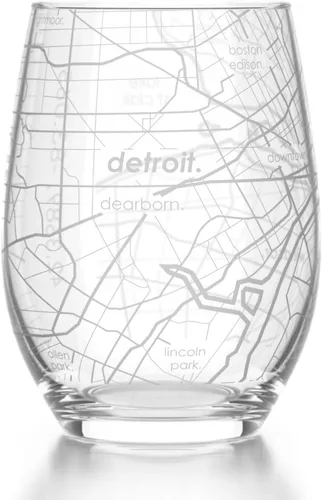 Vista 16 de Well Told Copa de vino sin tallo grabada con mapa de Houston, Texas, vidrio grabado (4 dl, transparente) Regalos personalizados de la ciudad