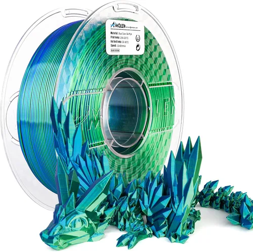 Vista 16 de AMOLEN Filamento PLA de Seda para Impresora 3D, Filamento PLA Kingfisher Rainbow Multicolor Brillante 1.75mm, Filamento de Impresión 3D PLA