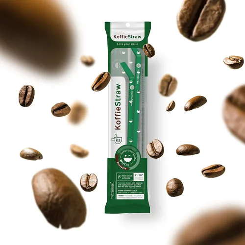 Vista 2 de KoffieStraw - Pajitas reutilizables, paquete de 2 popotes con cepillos de limpieza de acero inoxidable, de larga duración y sin BPA, popotes