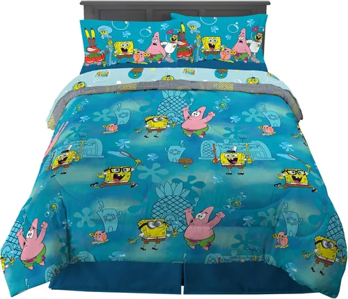 Vista 79 de Juego de ropa de cama clásico retro arcoíris de los Cariñositos, 7 piezas, edredón y sábanas supersuaves con funda de almohada, tamaño matrimonial