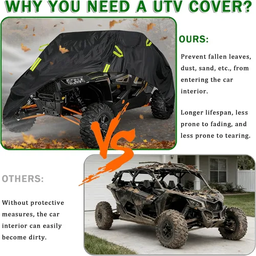 Vista 5 de UTV Cover for CFMoto UForce LE 2003-2022, Heavy Duty All Weather Side by Side SXS Storage Cover Outdoor Rain Sun Dust Protection with Straps Elastic