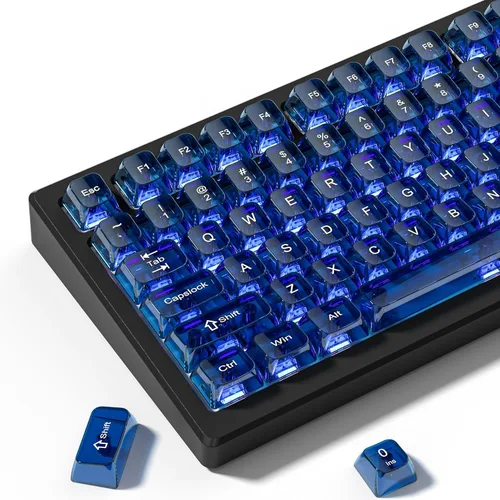 Vista 9 de dagaladoo Teclas transparentes negras para teclado mecánico, teclas MDA transparentes 60 75 100 por ciento, juego de teclas de gelatina cerámica