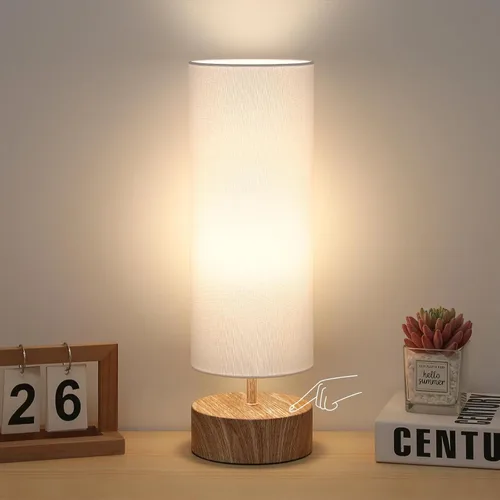 Vista 8 de Lámpara táctil de noche, lámpara de mesa de control táctil de 3 vías con base plateada, lámpara de mesita de noche gris moderna con pantalla