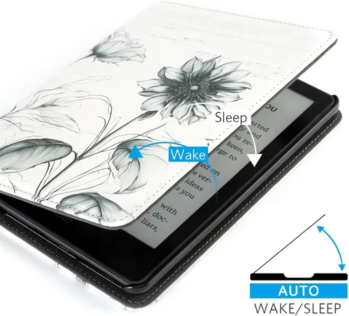 Vista 13 de CoBak Funda inteligente para Kindle Paperwhite de 6.8" de 11ª generación 2021 con función de encendido automático, ligera, delgada, de piel **Salvia