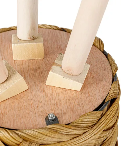 Vista 5 de THY COLLECTIBLES Juego de 2 cestas tejidas para macetas con forro de plástico y 3 patas de madera, flores, juguetes de granja rústica (tejido grueso)