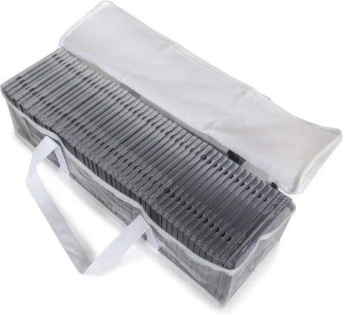 Vista 3 de Besti Bolsas de almacenamiento para CD, paquete de 2 fundas de plástico transparente para discos de música, costuras resistentes, mango fuerte, se