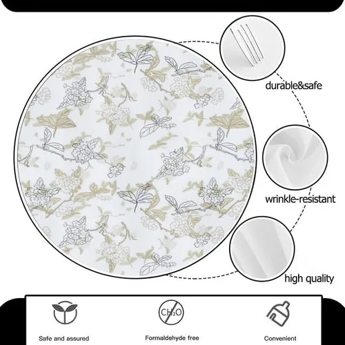 Vista 3 de Pastoral Round Tablecloth Floral Print Table Cloth Decor Washable Table Cover with Wrinkle Resistant for Home Kitchen Dining Room Picnic Camping