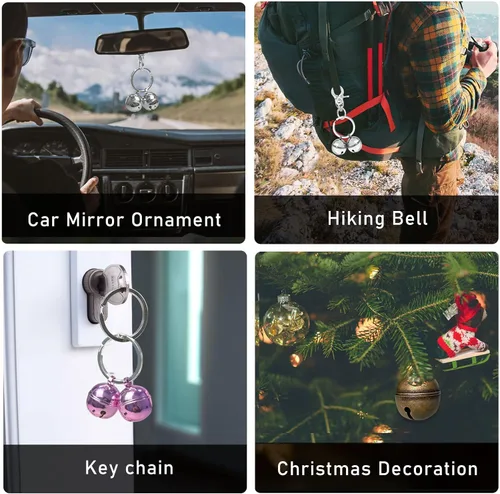 Vista 4 de Campanas para collares de perro, campanas de gato extra ruidosas y campanas de perro para rastreo de mascotas y halconería, dijes de collar de latón