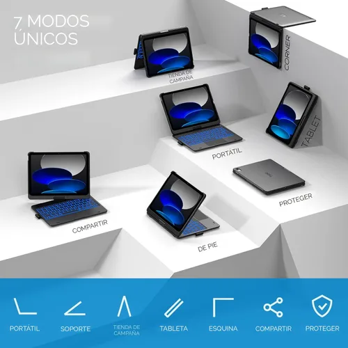 Vista 5 de typecase Funda táctil para iPad de 11ª generación de 10ª generación con teclado (11 pulgadas 2025, A16 y 10.9 pulgadas 2022) – Rotación de 360°