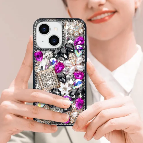 Vista 6 de Losin Compatible con iPhone 13 Funda Bling con Diamantes, Carcasa Brillante con Diamantes de Imitación y Cristales para Mujeres y Niñas, Moda