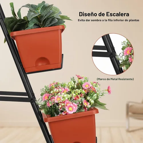 Vista 5 de OYEAL Cama de Jardín Elevada de 4 Niveles Jardineras Verticales para Interior y Exterior Caja de Jardinera Elevada con Patas Jardinera de Hierbas